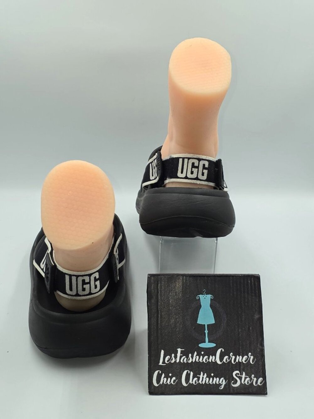 UGG Women's Black Sport Yeah Slide Logo Slingback Strap Sandals Size 10 3829 - Picture 4 of 16